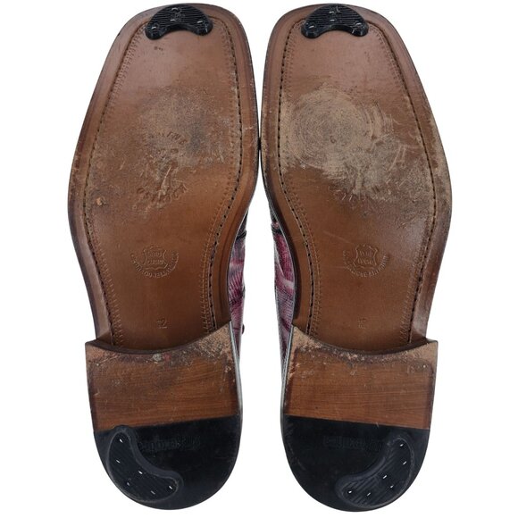 Slick Exotica by David Eden Pink Maroon Ostrich Lizard Dress Shoes Mens 12 Derby - Picture 3 of 12